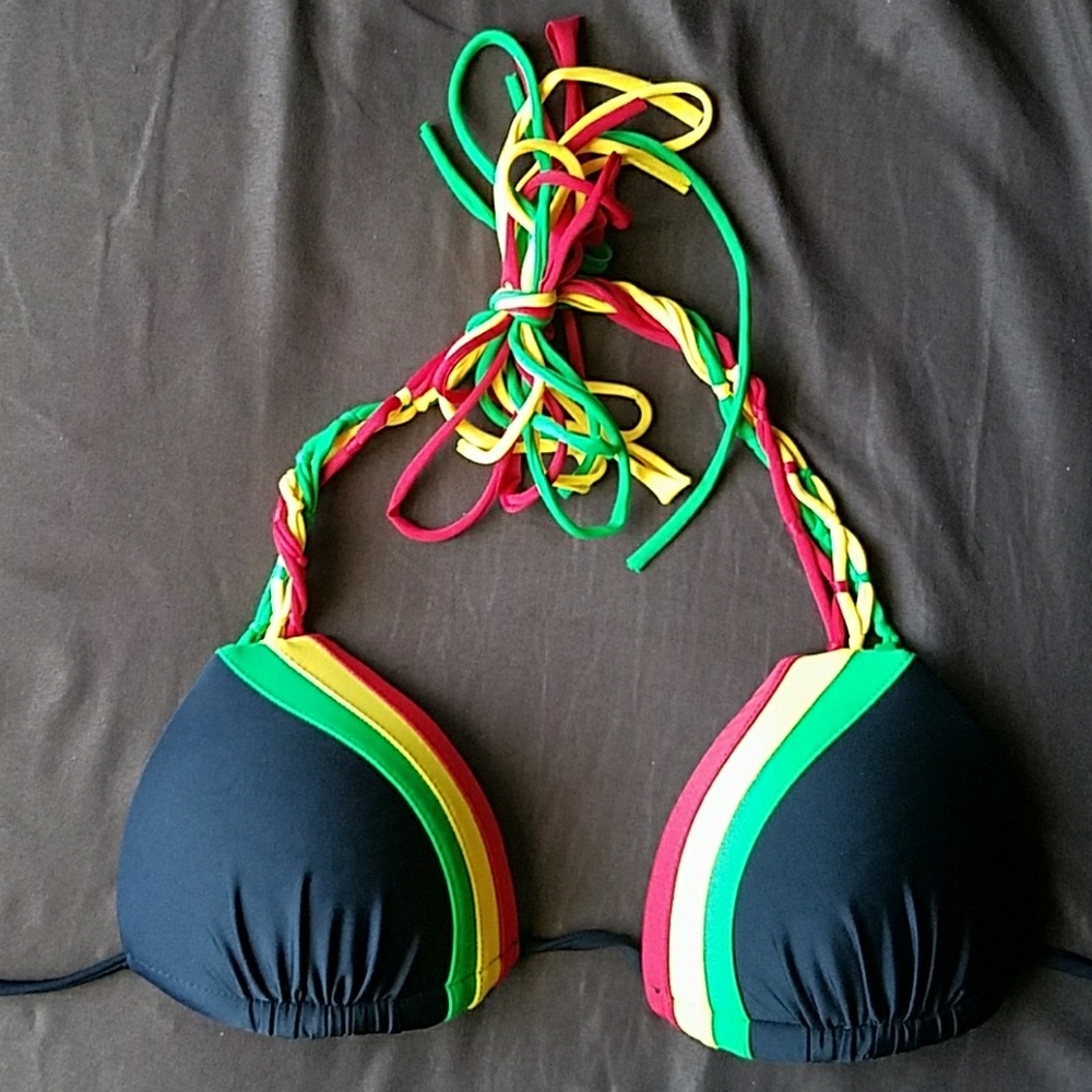 Rasta colored swim suit top only